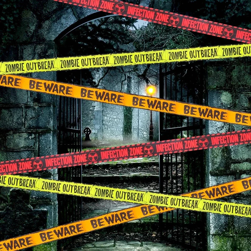 Halloween Zombie Outbreak Infection Zone Beware Party Decoration Tape-4 Packages
